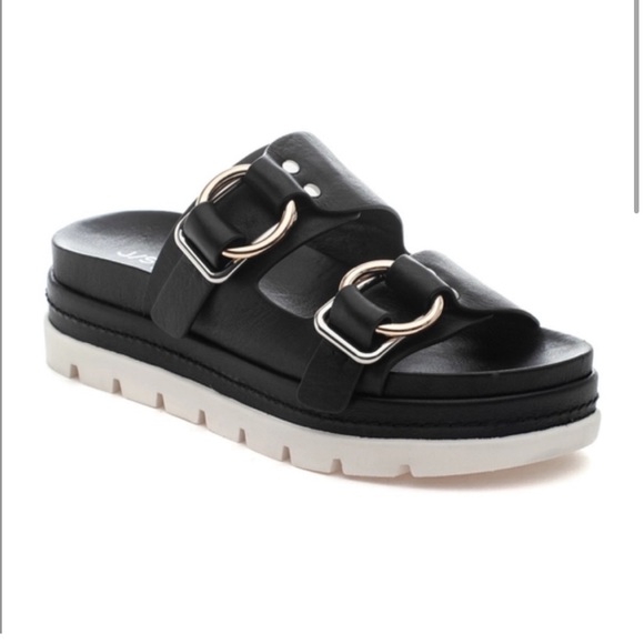 J/SLIDES Shoes - NWT J/SLIDES BAHA Black Leather Sandal